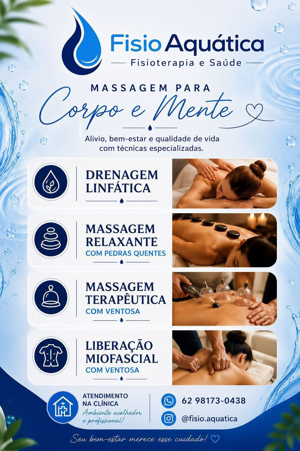 Massagens realizadas na Fisio Aquática